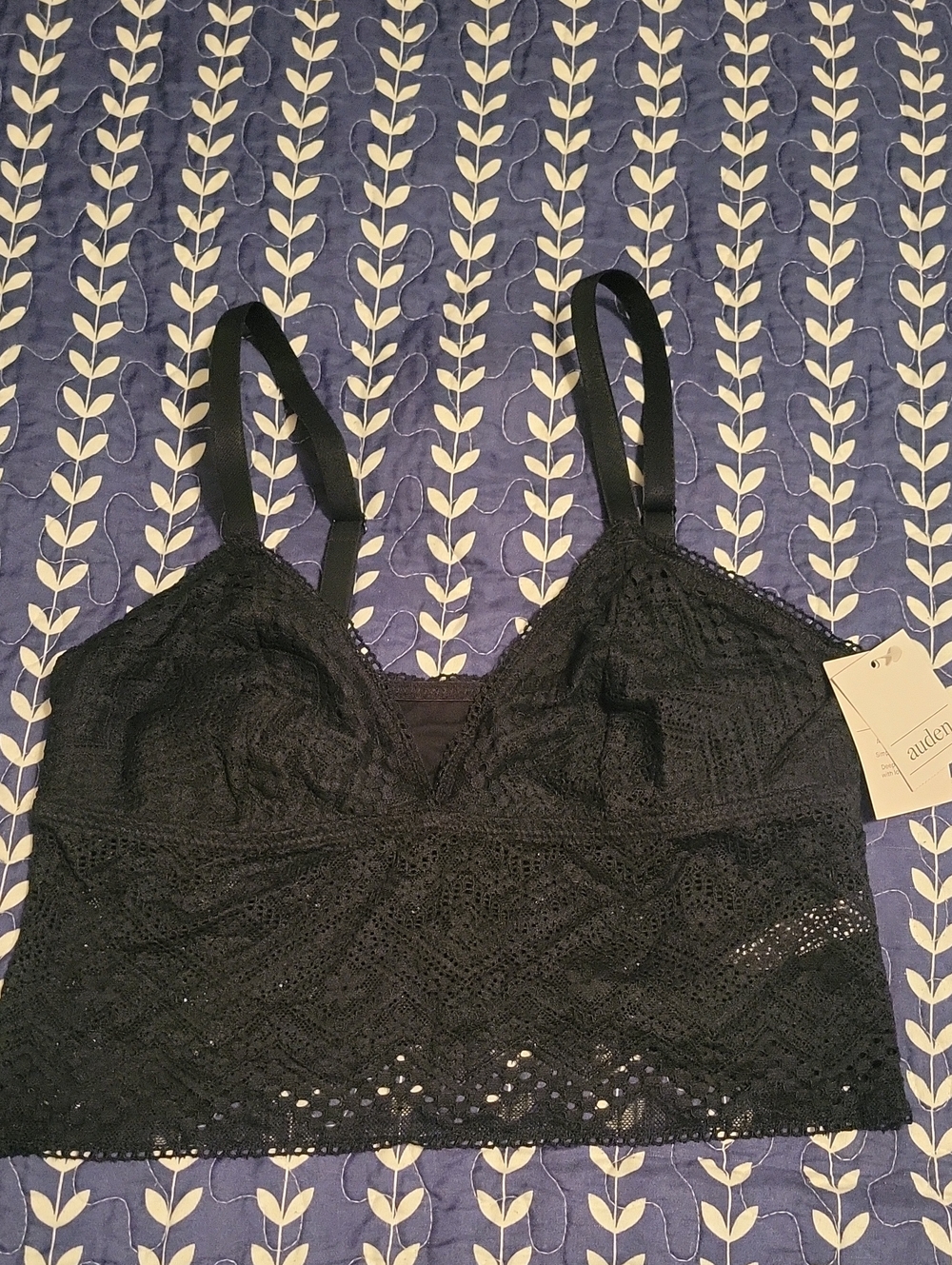 Auden Black Lace Longline Camisole Bralette